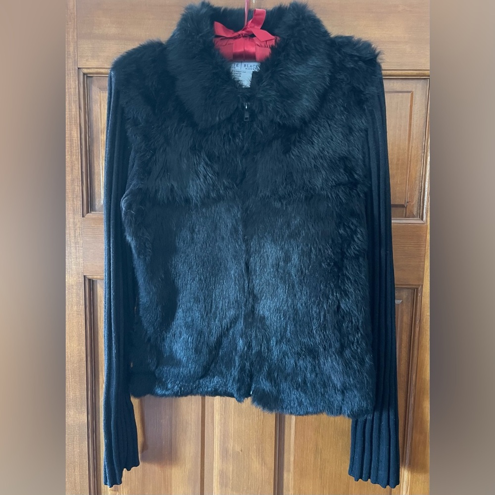 White House Black Market Rabbit Fur sweater Size Small